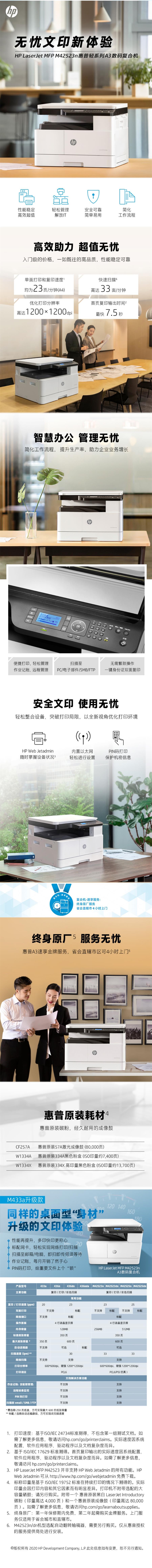 惠普（HP）M42523n A3数码复合机 (桌面型)(图1)